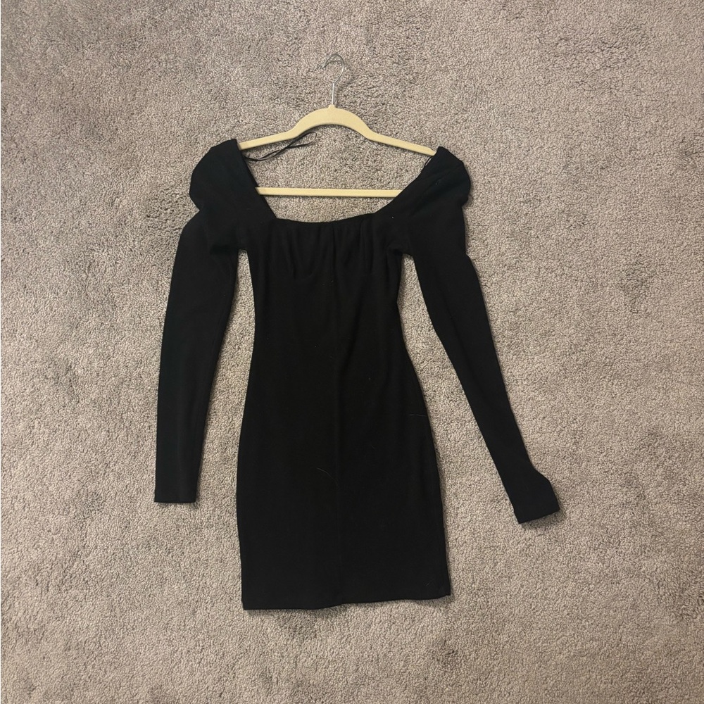 Princess Polly Black Off-Shoulder Puff Sleeve Bodycon Dress